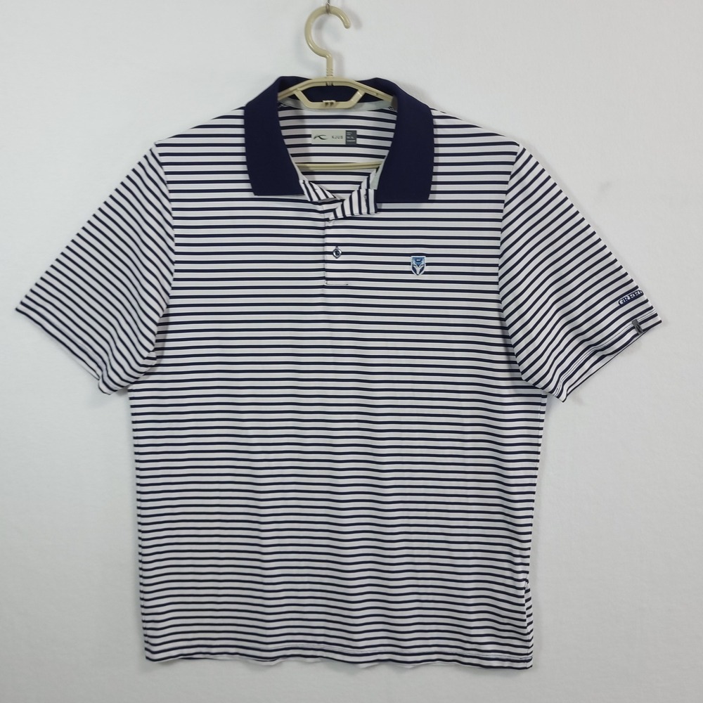 KJUS Luis Stripe Polo Shirt Mens XL Blue White MG60-F00 Short Sleeve Golf - Picture 3 of 16